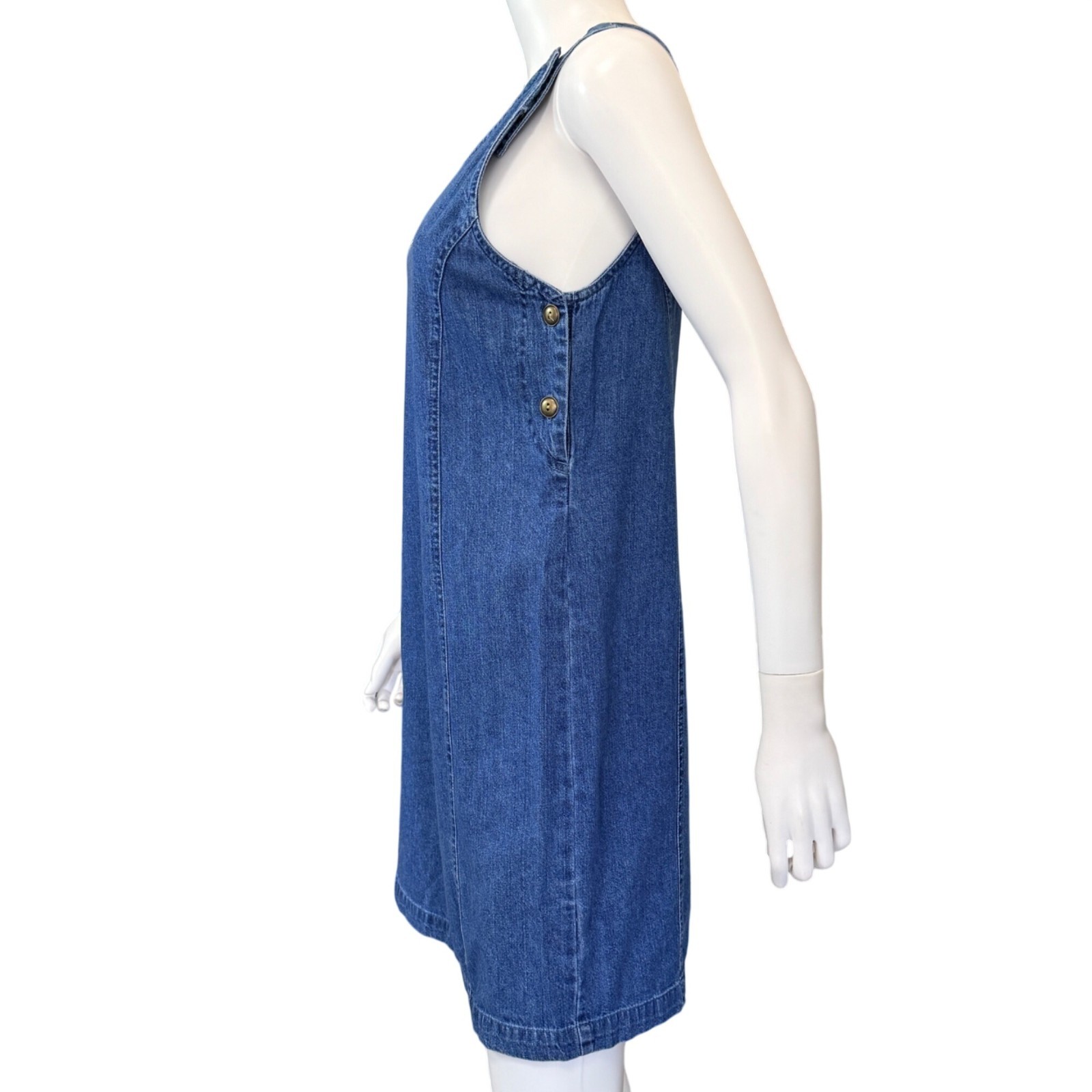 Christopher & Banks Womens Denim Jumper Dress Blue S 100% Cotton Patriotic