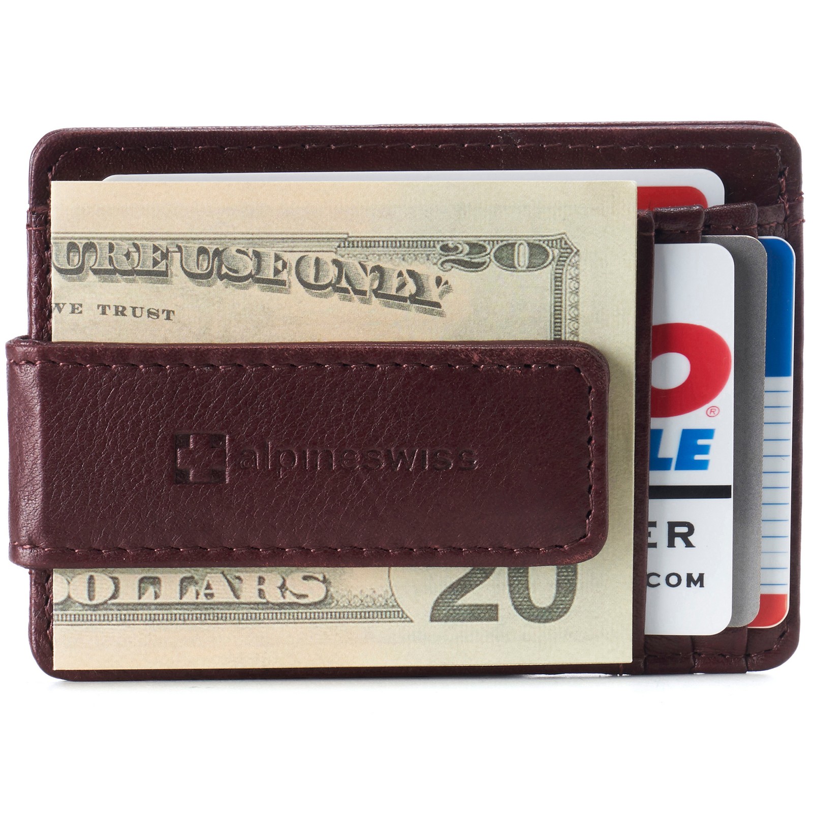 Alpine Swiss Mens RFID Safe Magnetic Money Clip Wallet Slim Front Pocket Wallet
