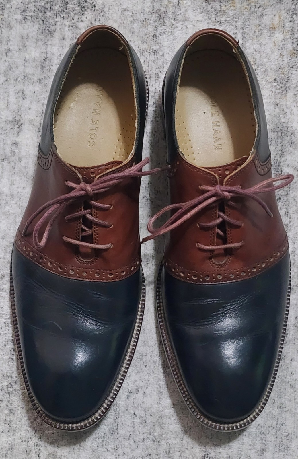 Cole Haan Men’s Black Brown Lace Up Saddle Dress Shoes 9.5 M C12664