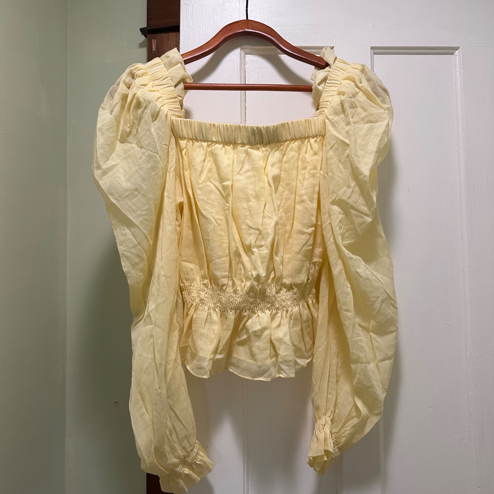 NWT Pitusa yellow flowy long sleeve top size M from Grace Geier boutique