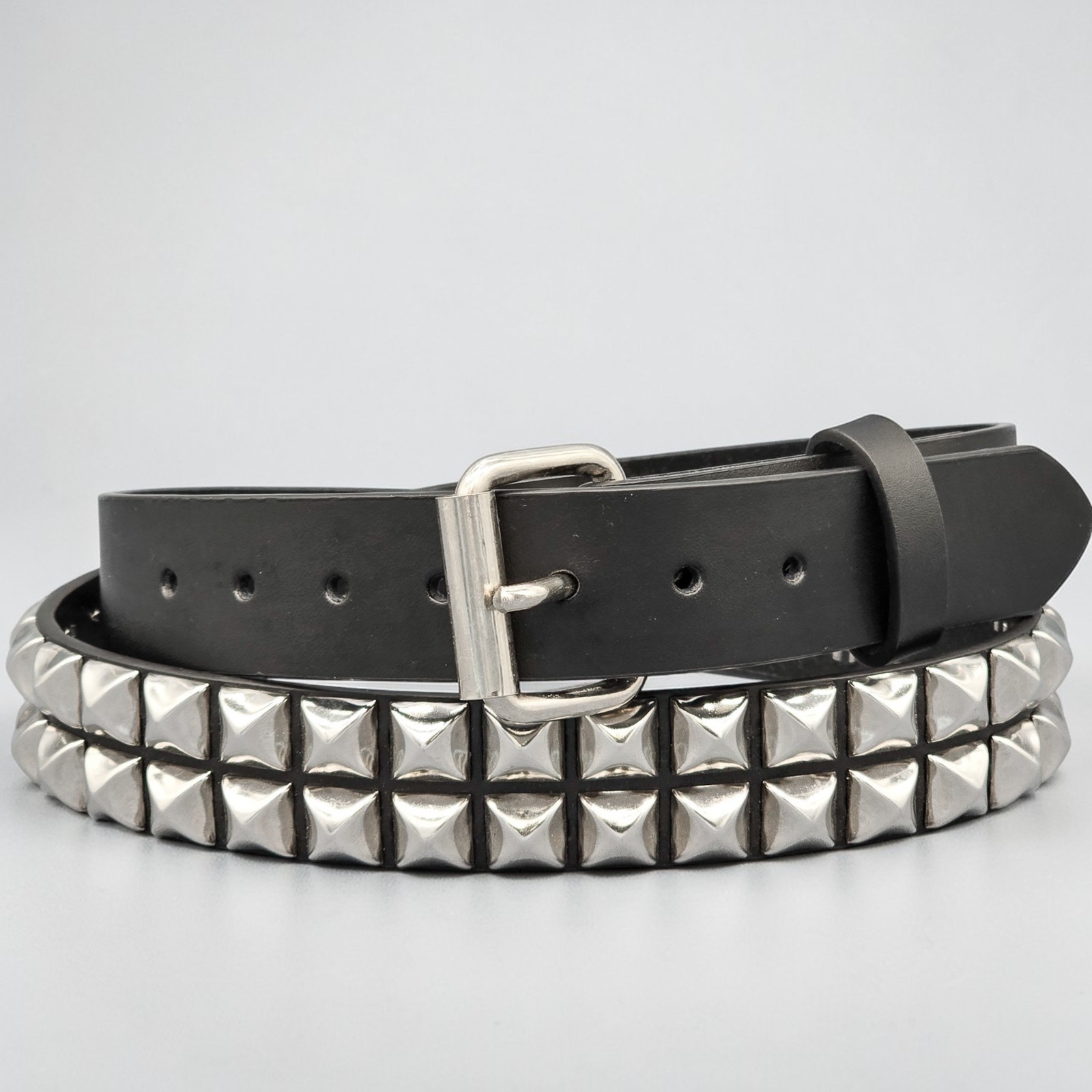 Funk Plus USA Two Row Pyramid Stud Belt Leather Funk Logo Punk Goth Rock