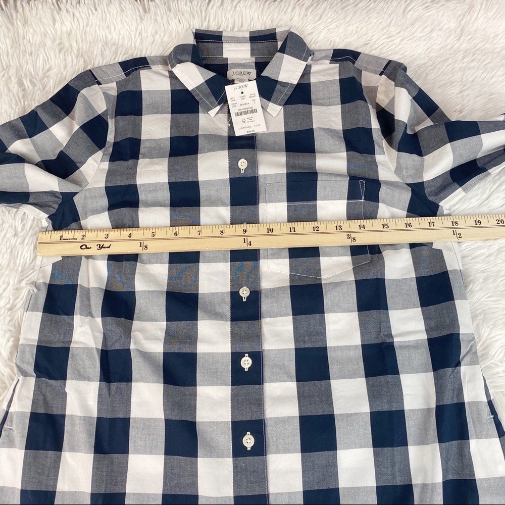 J Crew New Gingham plaid belted shirtdress long sleeve button up black white
