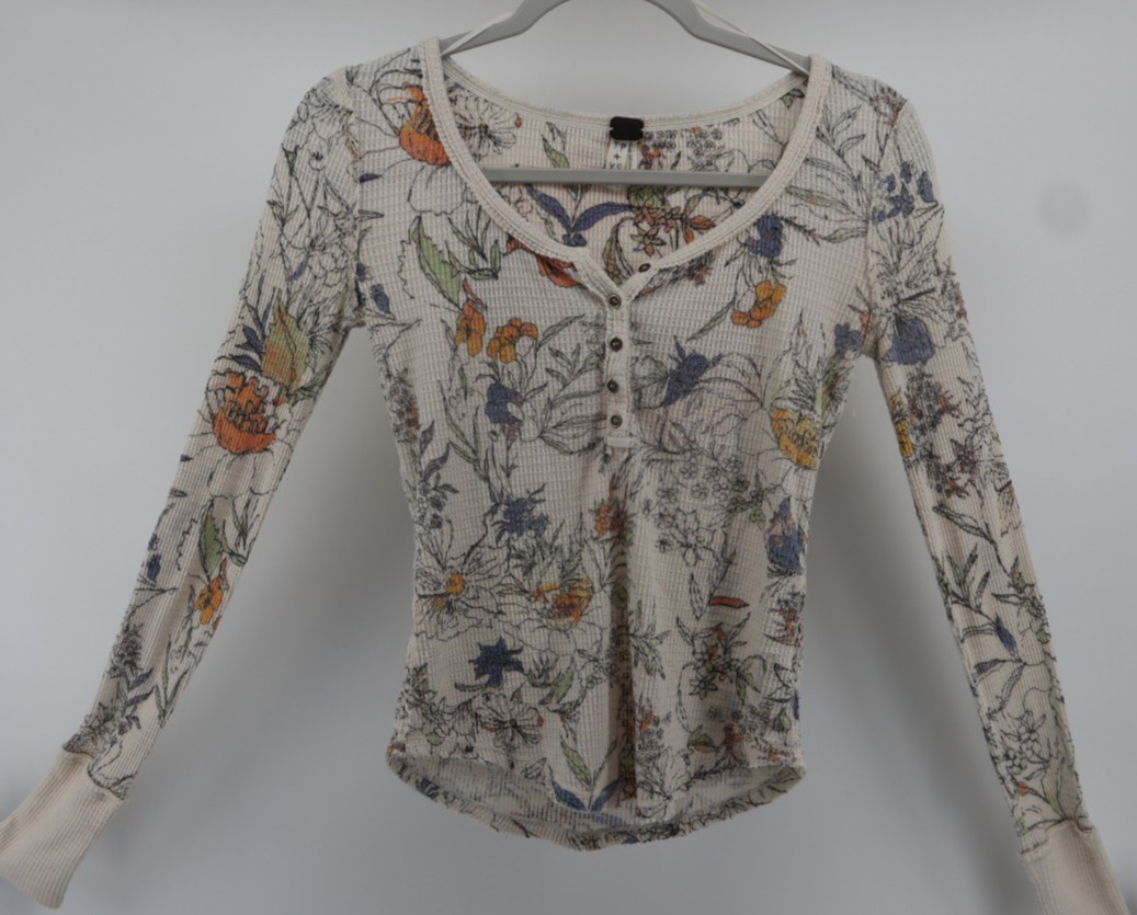 Free People We The Free Size XS Long Sleeve Botanical Floral Davis Thermal Top