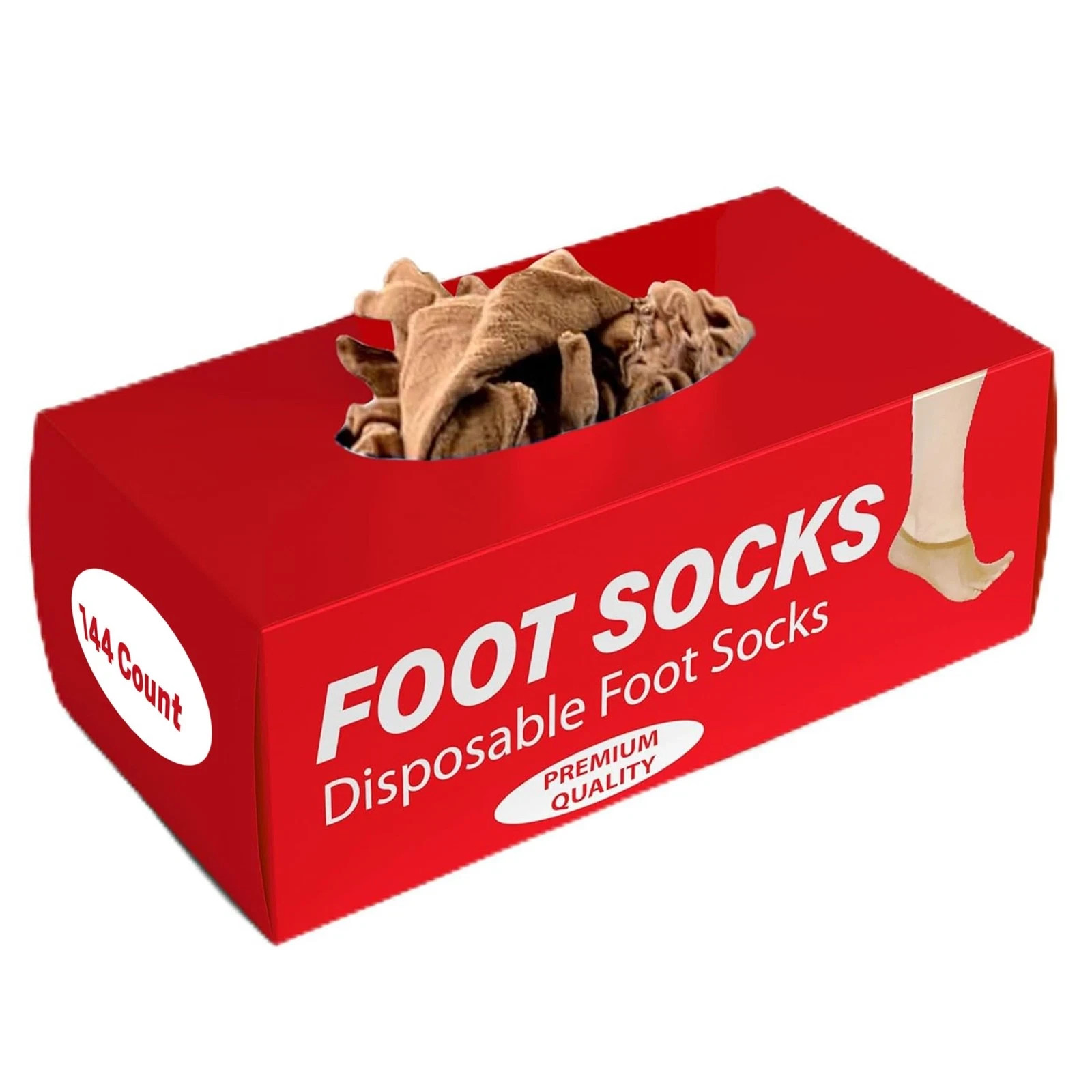 Disposable Nylon Socks for Women, 72 Pairs Tan Footies