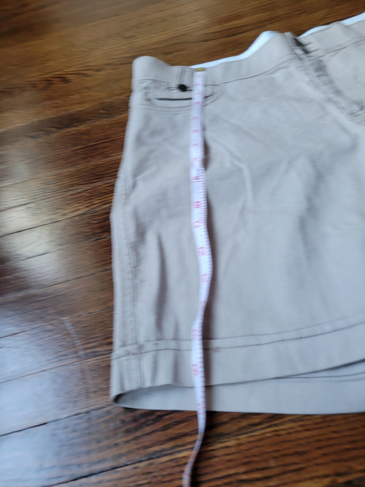 Lee Womens Walk Shorts Beige Stripe Stretch High Rise Comfort Waistband Size 8 M