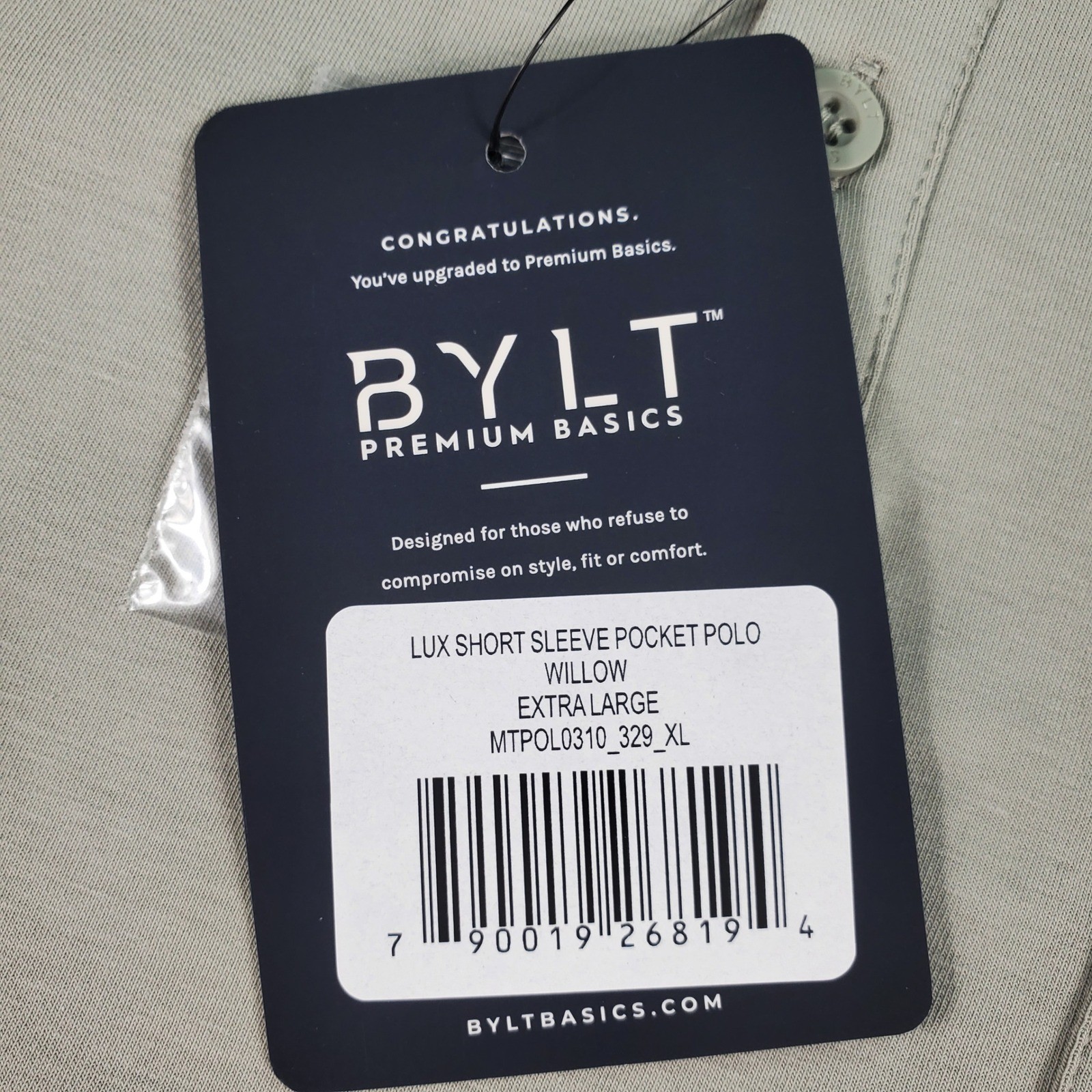 BYLT Premium Basics Lux Short Sleeve Pocket Polo Willow Green XL