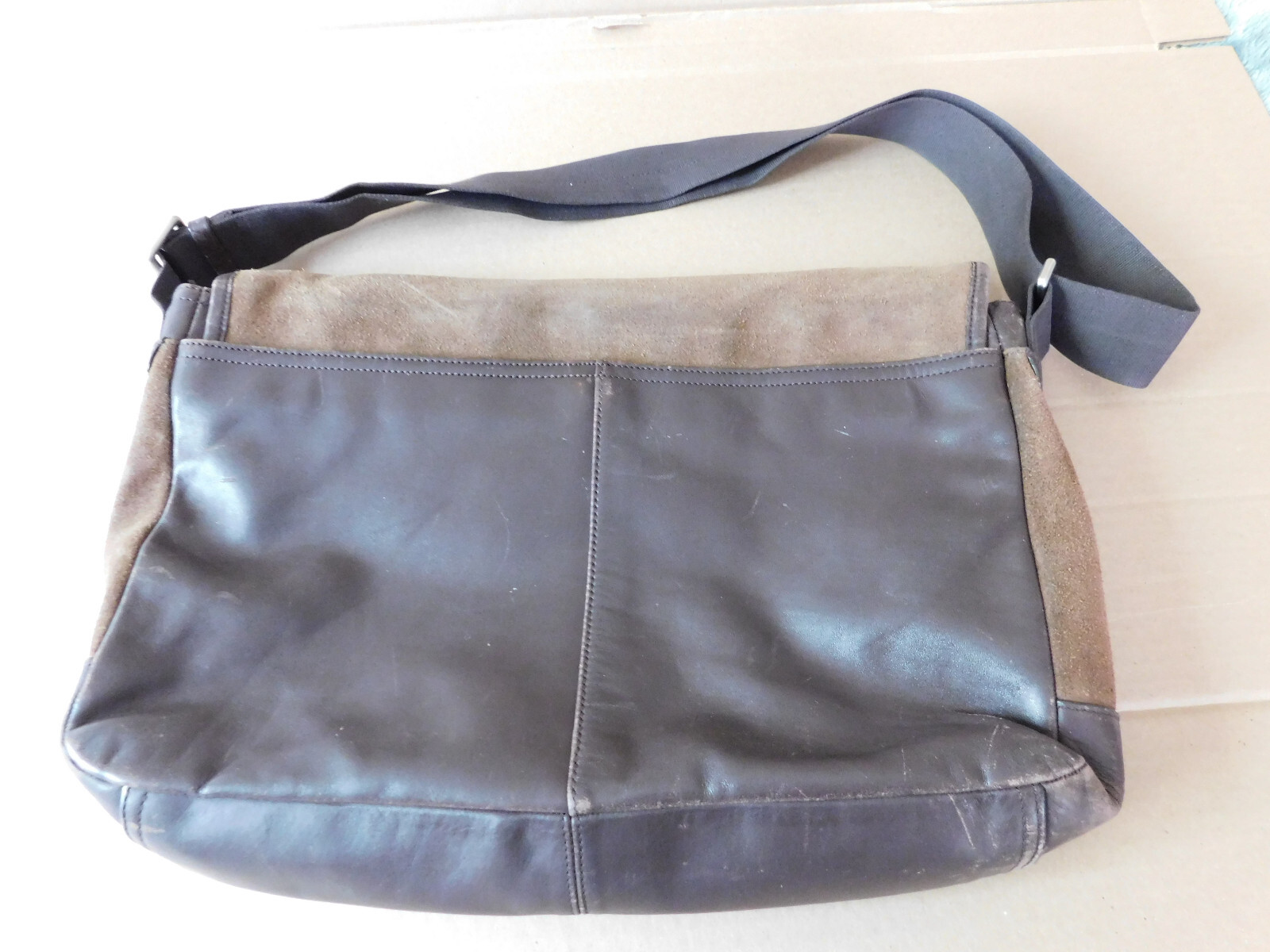 Coach Camden Brown Leather Suede Messenger Laptop Satchel Bag D1361-F70924