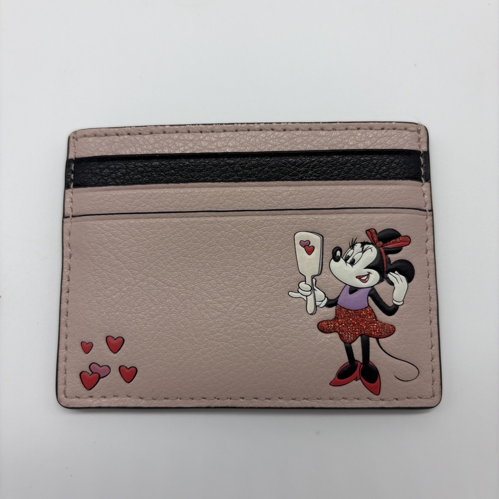 Kate Spade Disney Minnie Mouse Vanity Pink Red Glitter Cardholder Wallet