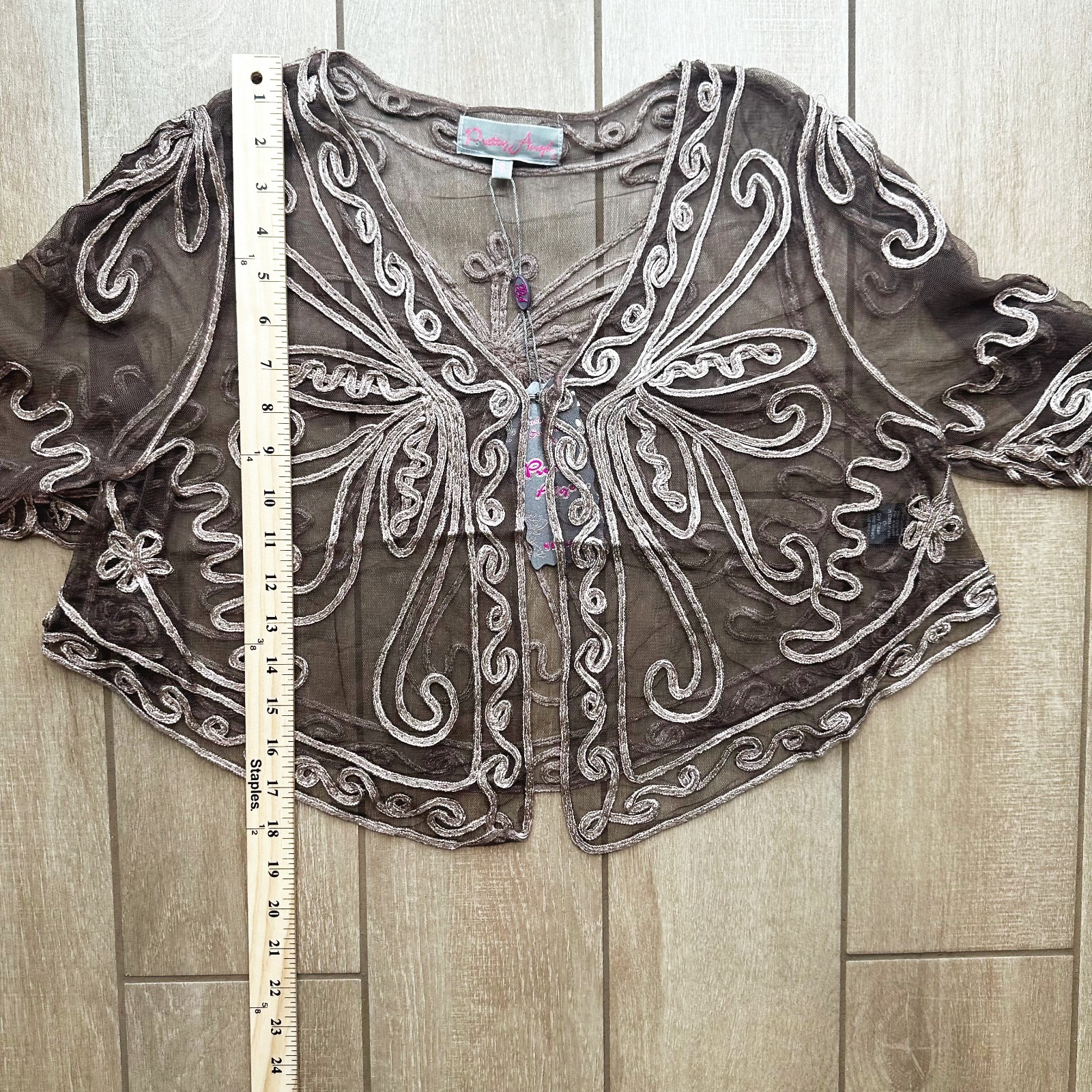 Pretty Angel Embroidered Sheer Kimono Top Small Boho Fairy Festival Romantic