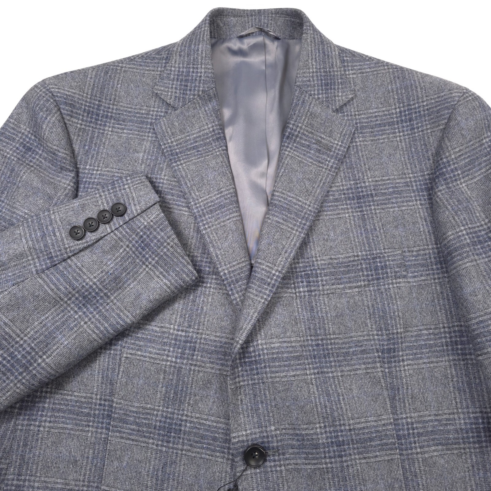 $548 Bloomingdales Gray Windowpane Wool Sport Coat Blazer Jacket Mens Size 44R