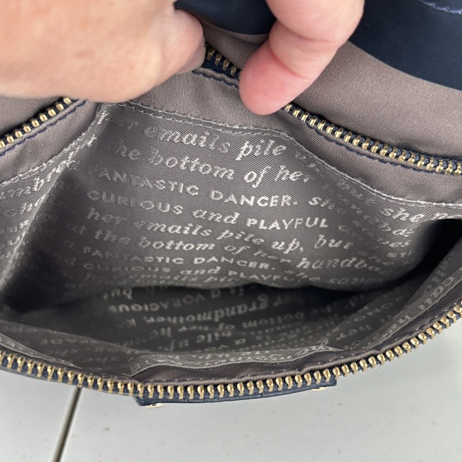Kate Spade Nylon Crossbody Purse Navy & Taupe with Navy Leather Adjustable Strap