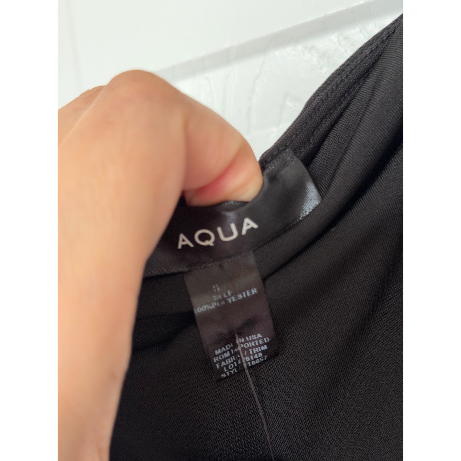Copied – Aqua Dress Ruched Mini Spaghetti Strap Bodycon in Black Size Large NEW
