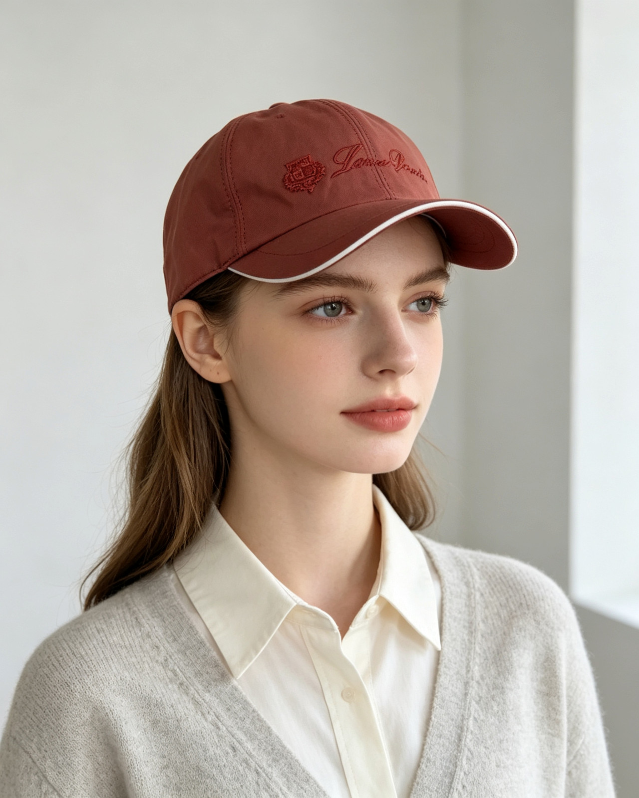 Loro Piana Rust Brown Baseball Cap Embroidered Logo Lightweight Outdoor Sports