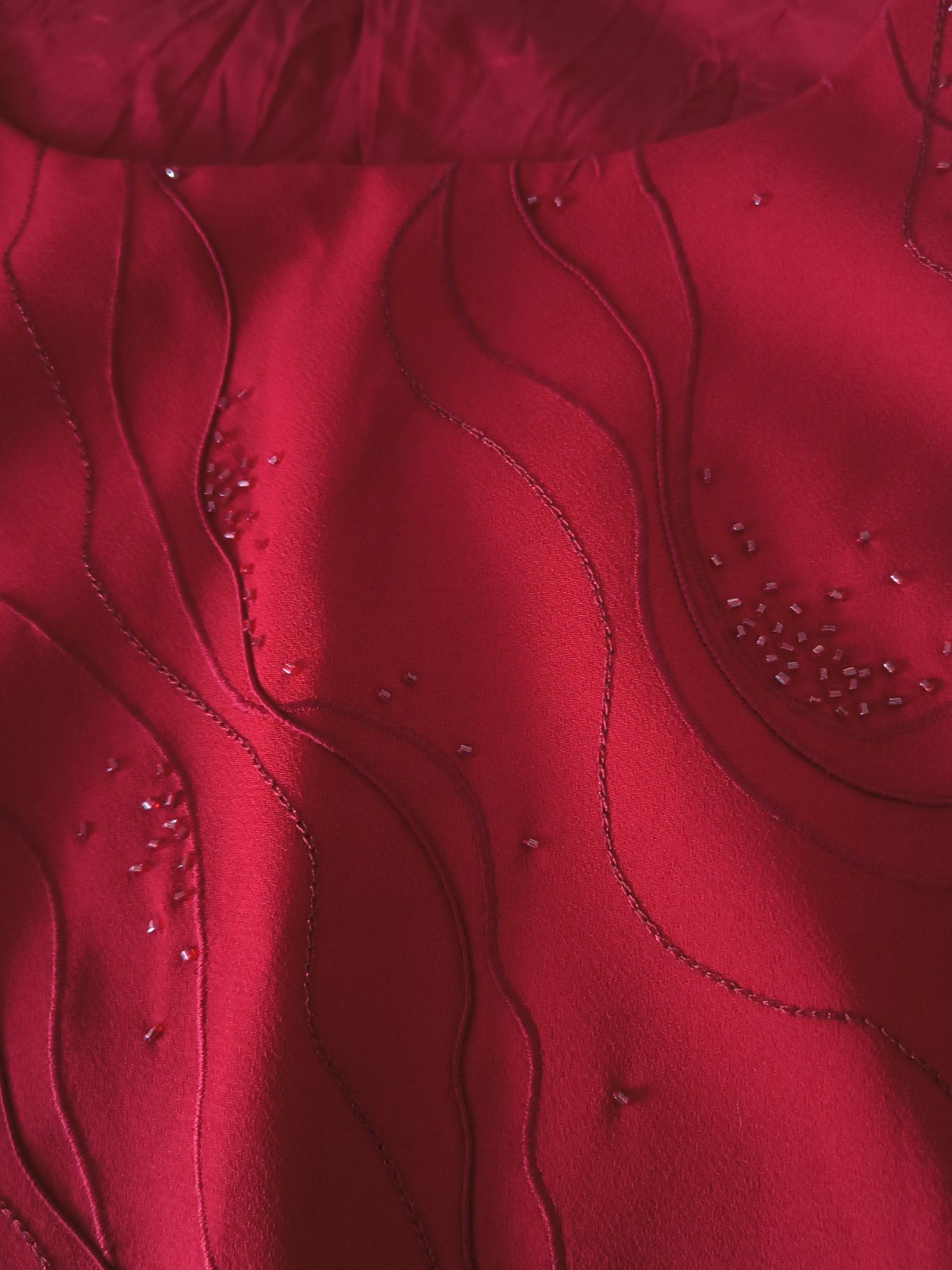 Woman EMBROIDERED BEADED TANK TOP Size 12 SLEEVELESS SIDE ZIPPER LINED BURN RED