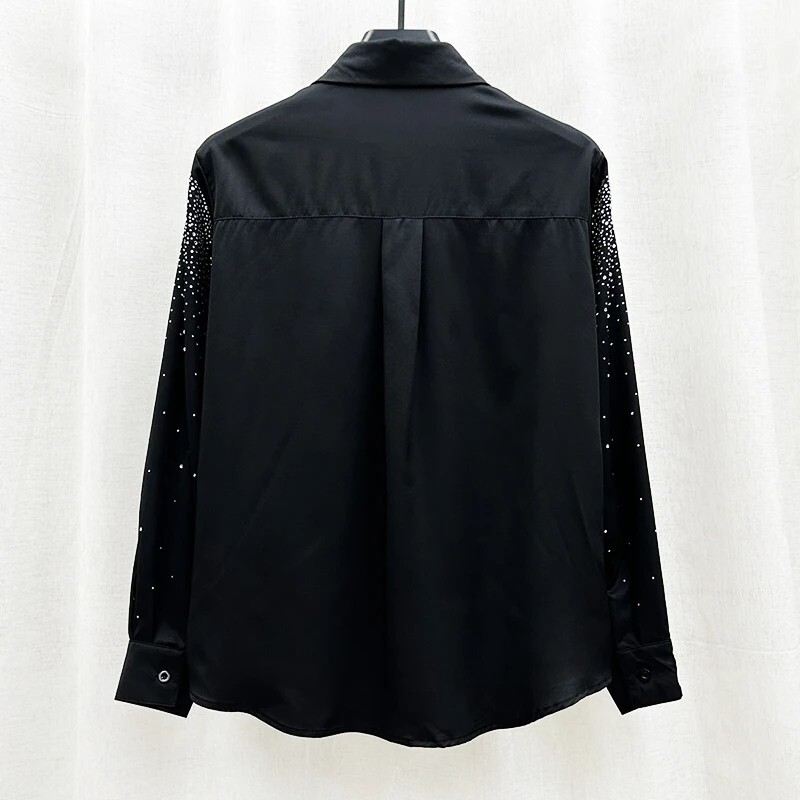 Men Luxury Fashion Trend Starry Sky Diamonds Rhinestone Casual Button Down Shirt