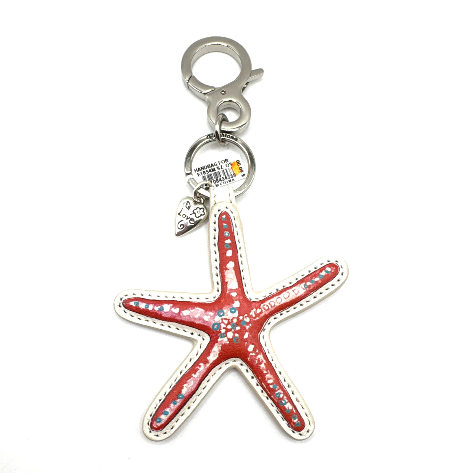 Brighton Beachcomber Starfish Blue Pink Reversible Leather Keychain Key Fob $60