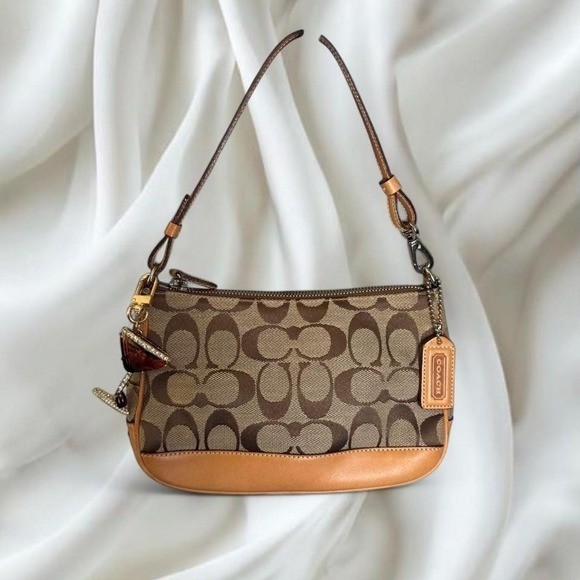 Coach 2002 demi shoulder bag brown signature jacquard canvas y2k vintage