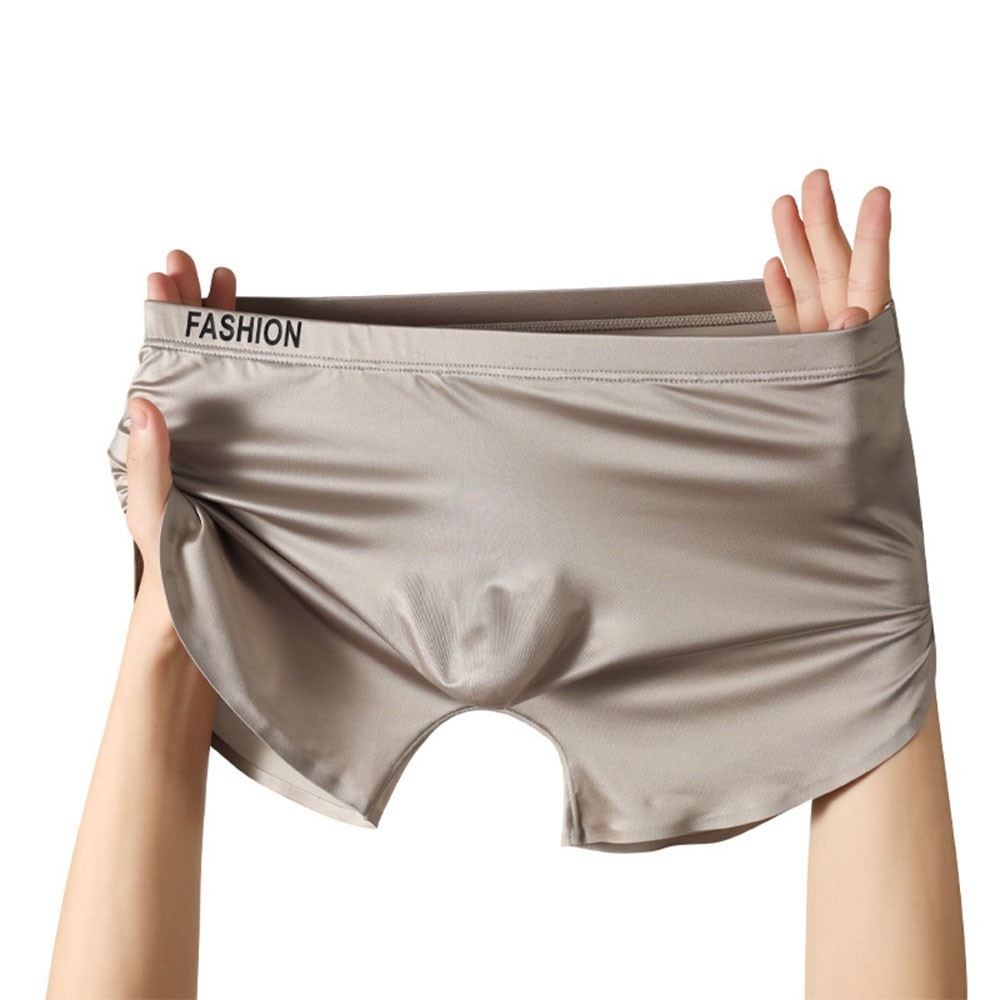 4PCS Men’s Ice Silk Underwear Breathable Boxer Shorts Seamless Satin Soft Briefs