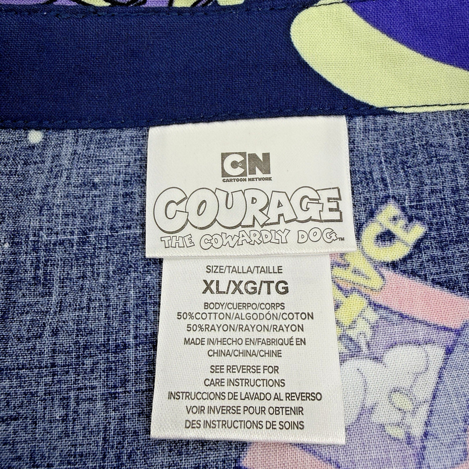 Courage The Cowardly Dog All Over Print Button Up Shirt XL Cartoon Network Y2K
