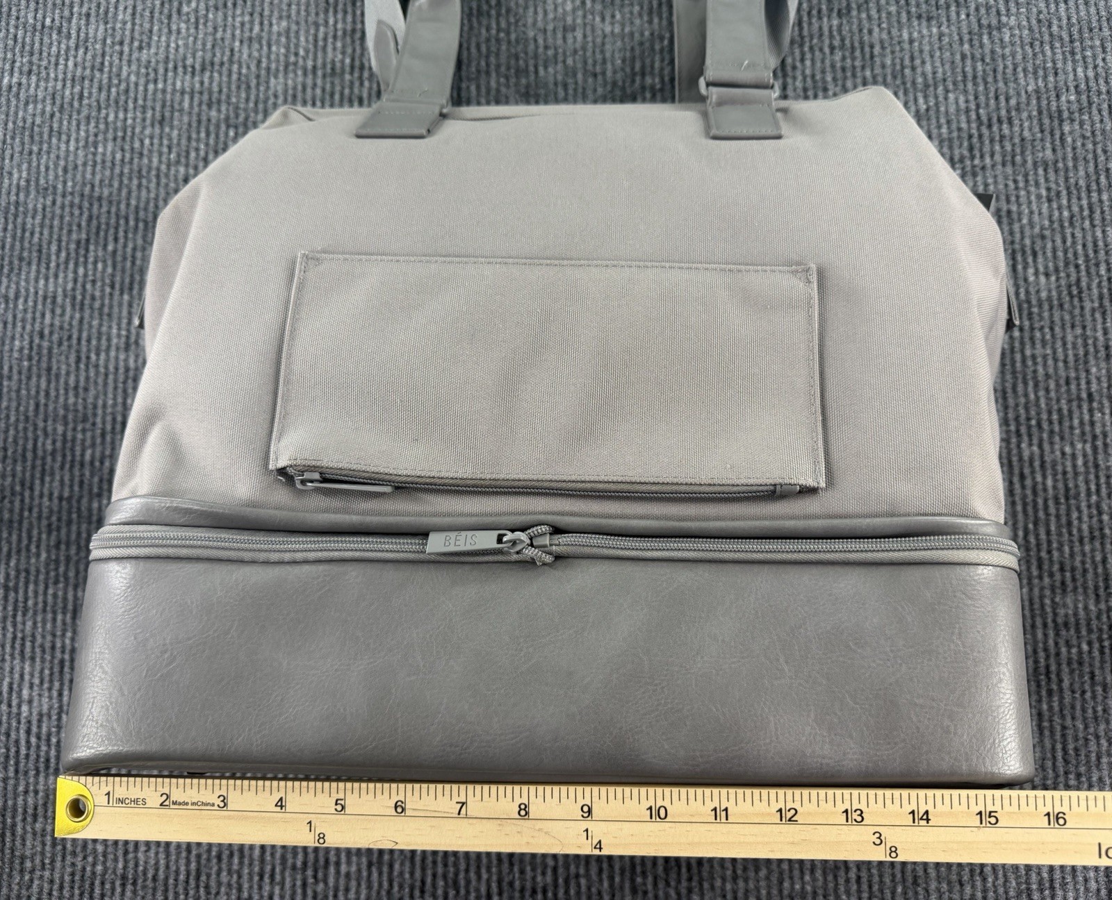 BEIS The Convertible Mini Weekender Travel Bag in Grey Excellent Condition