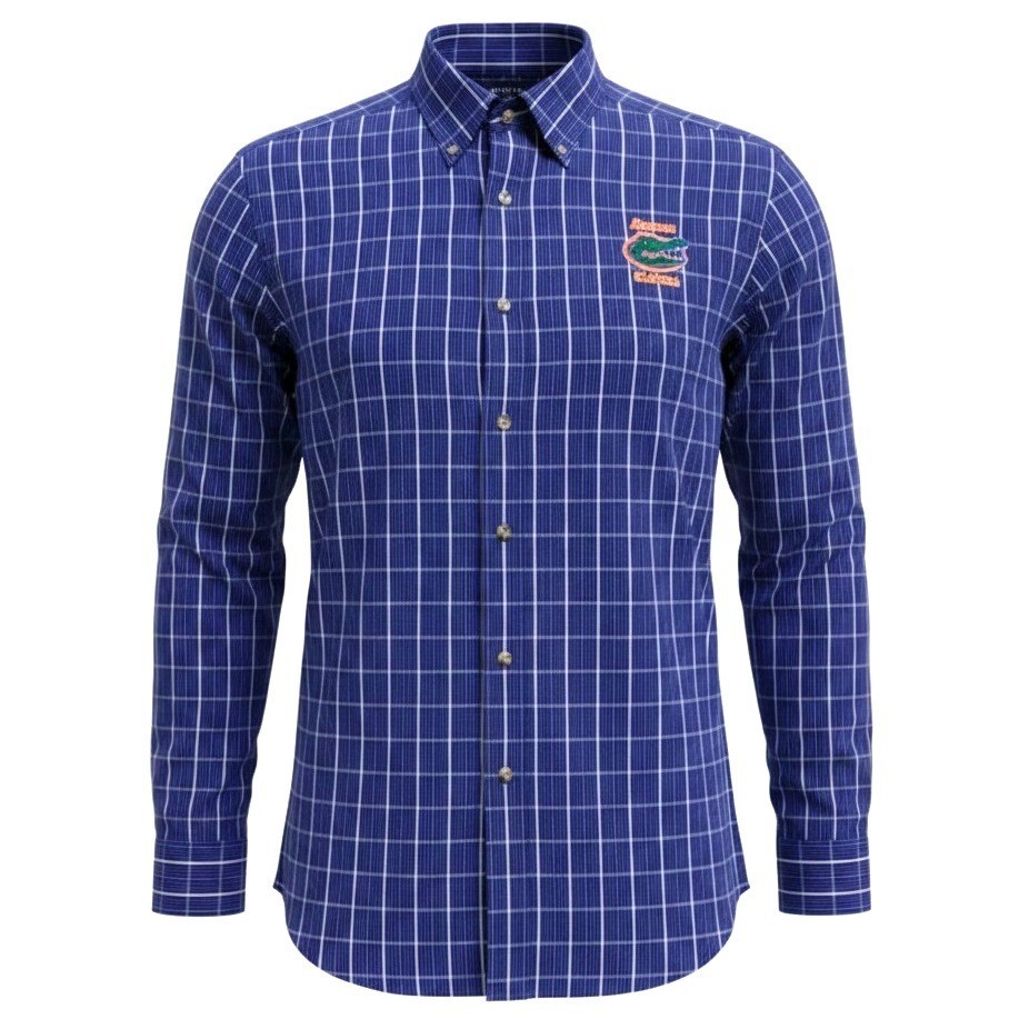 Antigua Florida Gators Shirt Men Large Blue Plaid Button Down NCAA College