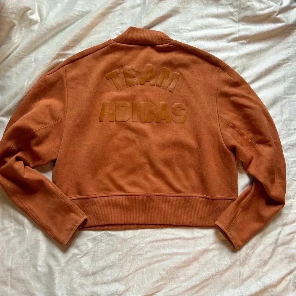 Team Adidas VRCT cropped mock neck pullover sweatshirt in Tech Copper