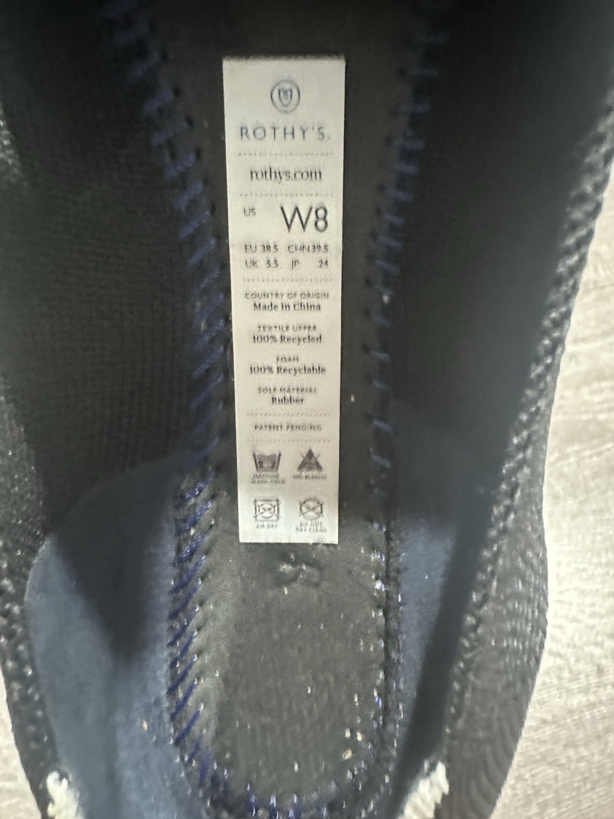 Rothy’s The Point Black Ballet Flat Size 8