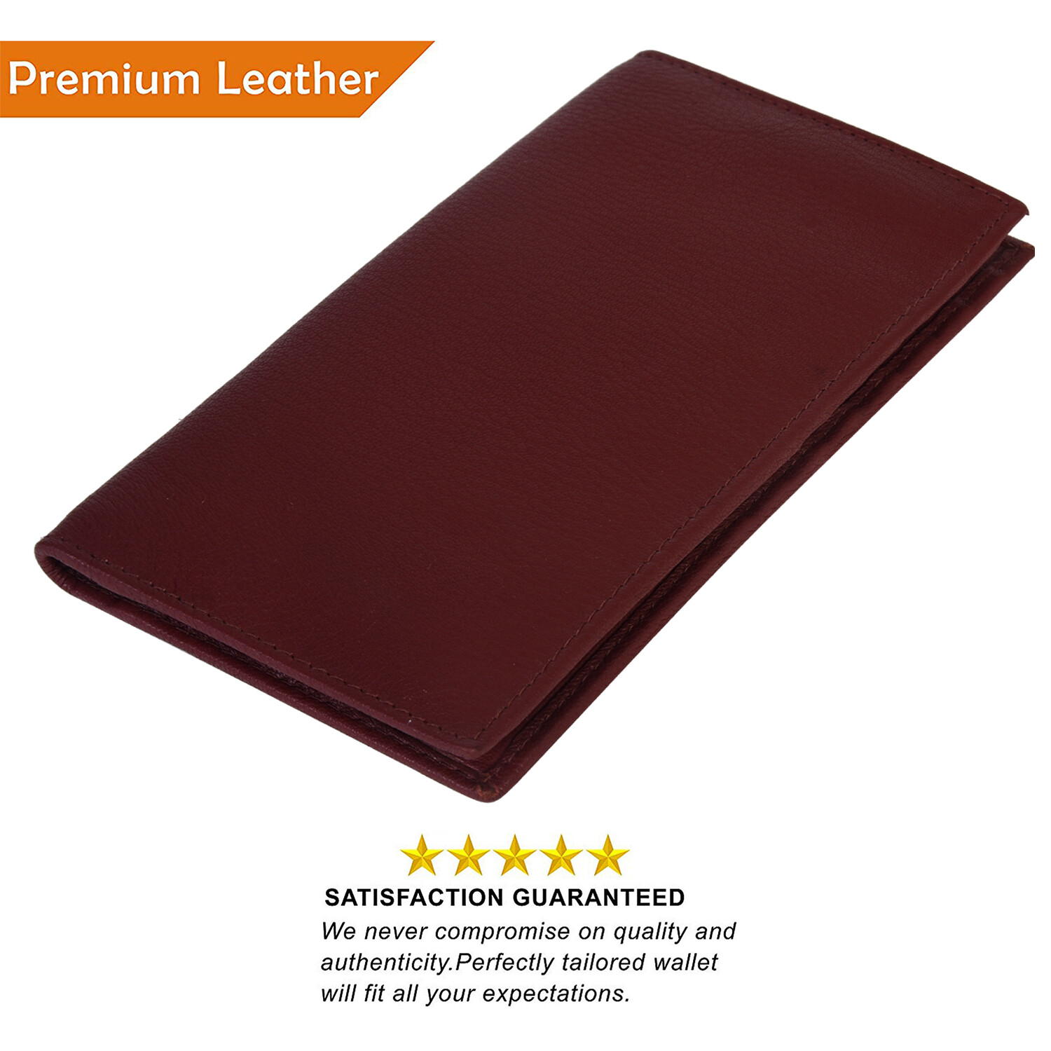 Leatherboss Genuine Leather Men Long Wallet Pockets ID Card Clutch Bifold Purse