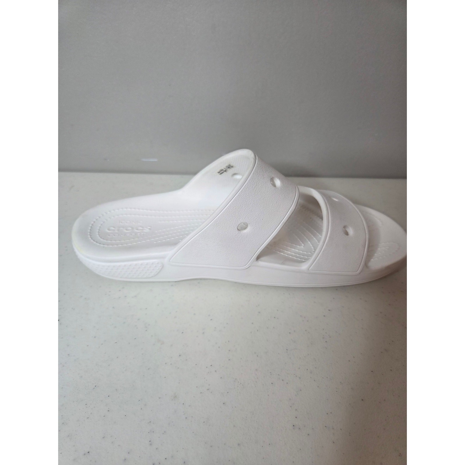 Crocs Baya Slide Sandal Men’s 13 White Iconic Comfort Slip On Double Strap