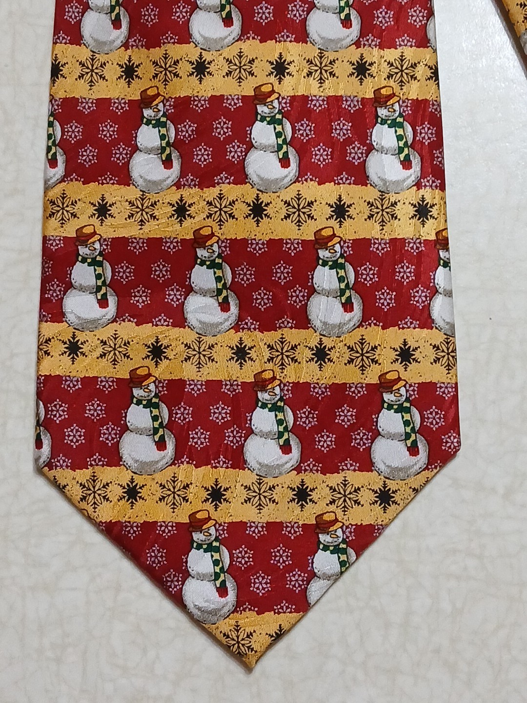 Museum Artifacts Silk Tie Christmas Snowmen Winter