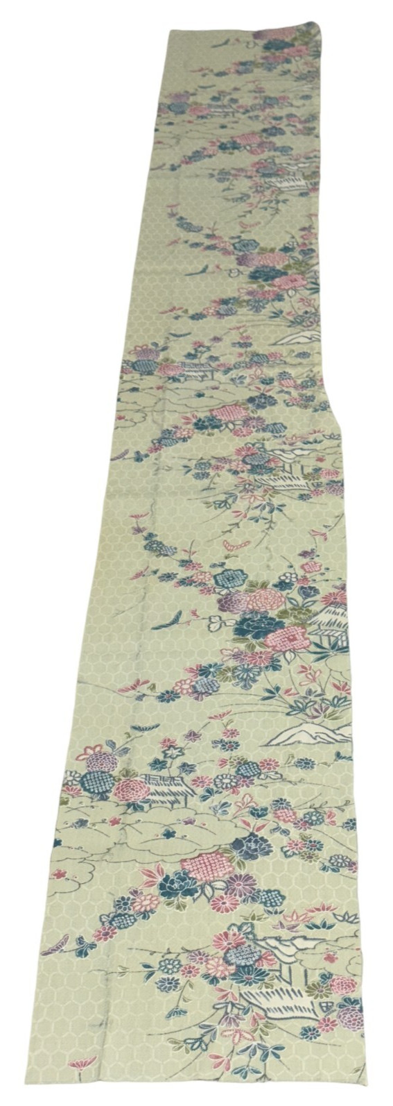 Japanese Vintage Kimono Fabric cloth Boro cotton green tradition Dirt 53.5×7.8in
