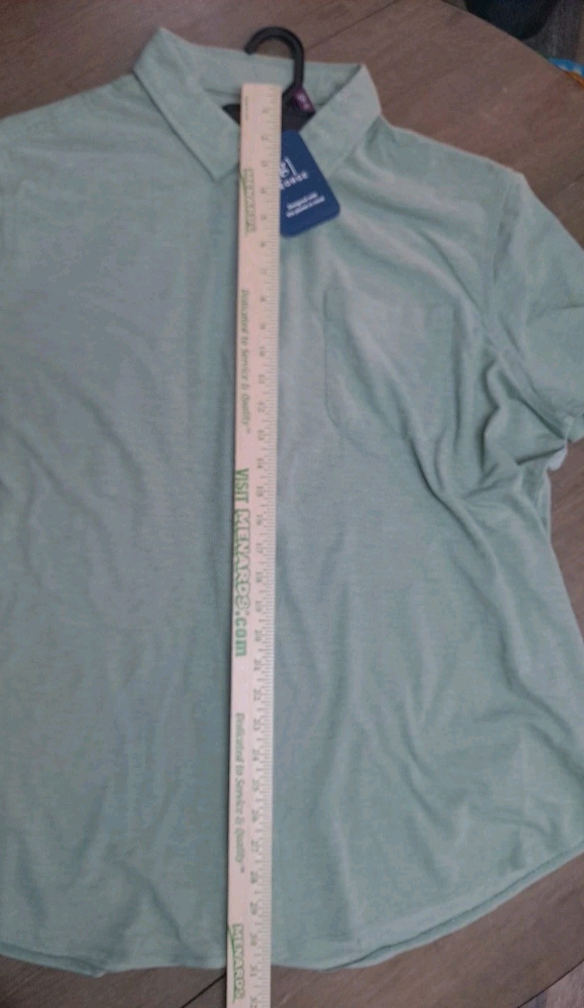 NWT Mens GEORGE Knit Button Down Collared Shirt Size 2XL 50-52 Faded Spruce