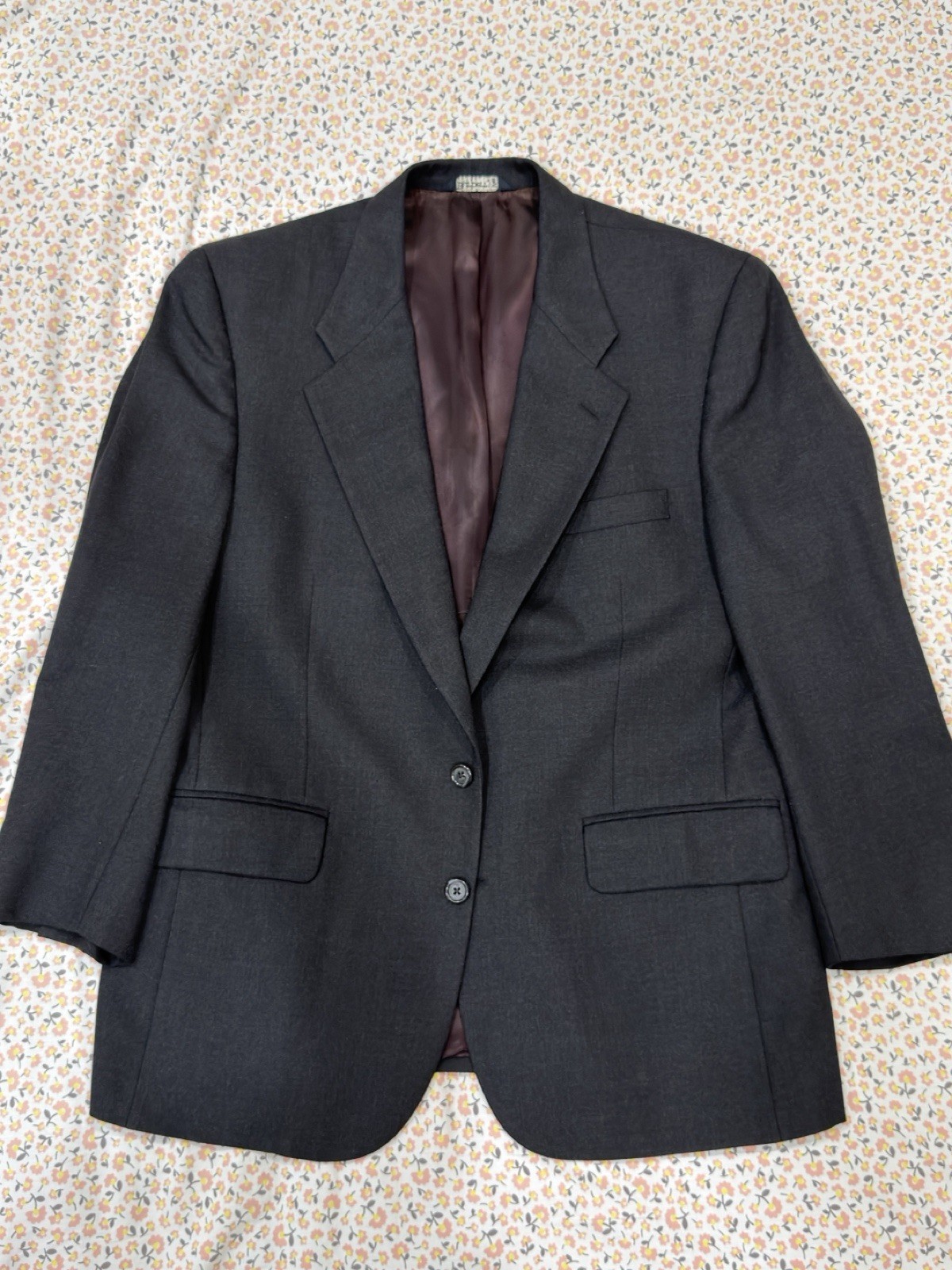 Burberrys Men’s Solid Black Wool Blazer Single-Breasted 2-Button EU 50