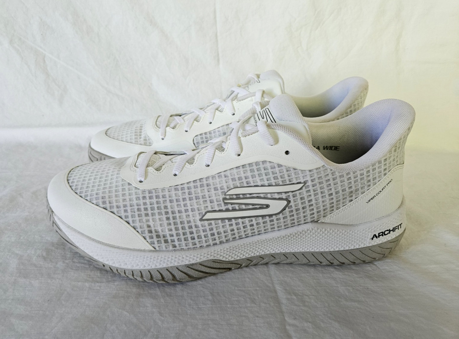 Skechers Viper Court Pro Shoes Mens 14WW White Pickleball Tennis 246069 Sneakers
