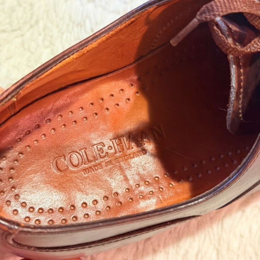 Cole Haan Made In England Bench Made Brown Leather Cap Toe Oxford Shoes 9 D