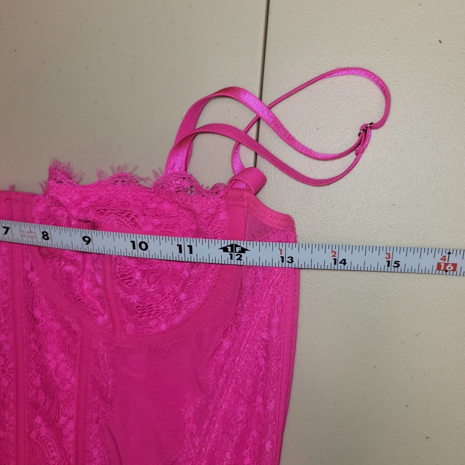 Womens Bustier Corset Top Lingerie Neon Pink Size Medium Underwire Adjustable