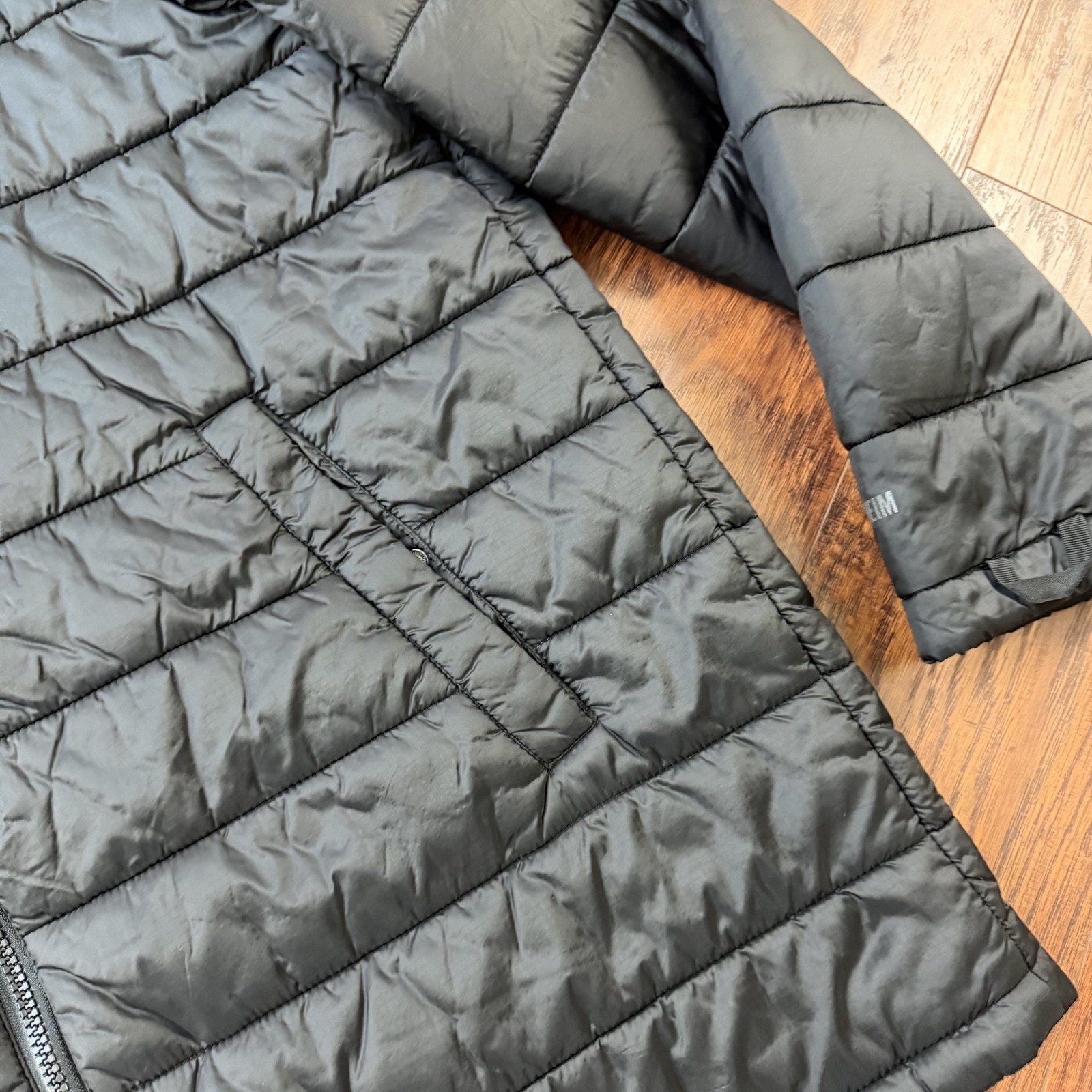 Stutterheim Jacket Mens XL Black Raincoat Hooded Quilted Full Zip Insulated