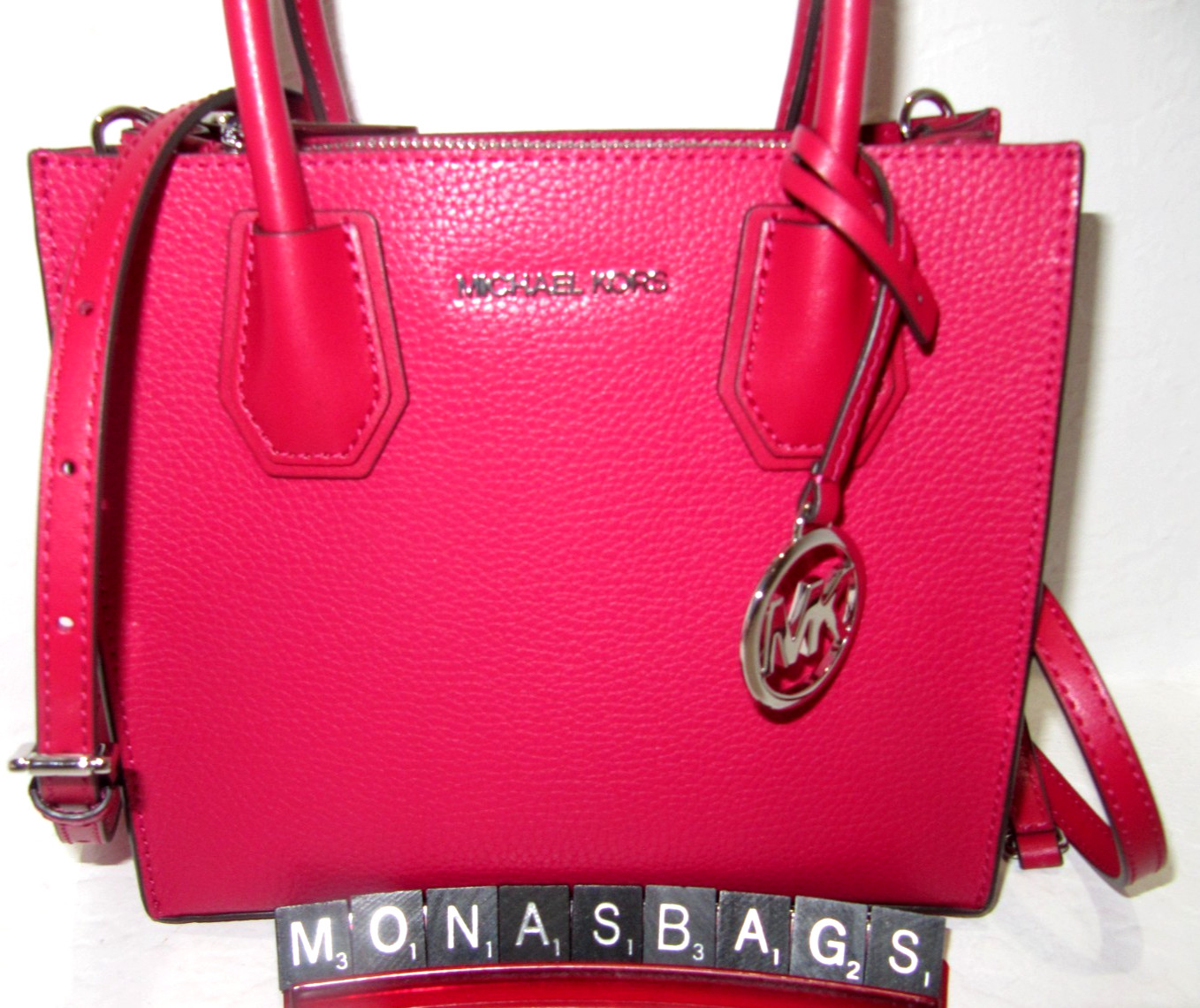 Michael Kors Mercer Medium Leather Crossbody Messenger Bag Dark Raspberry NWT