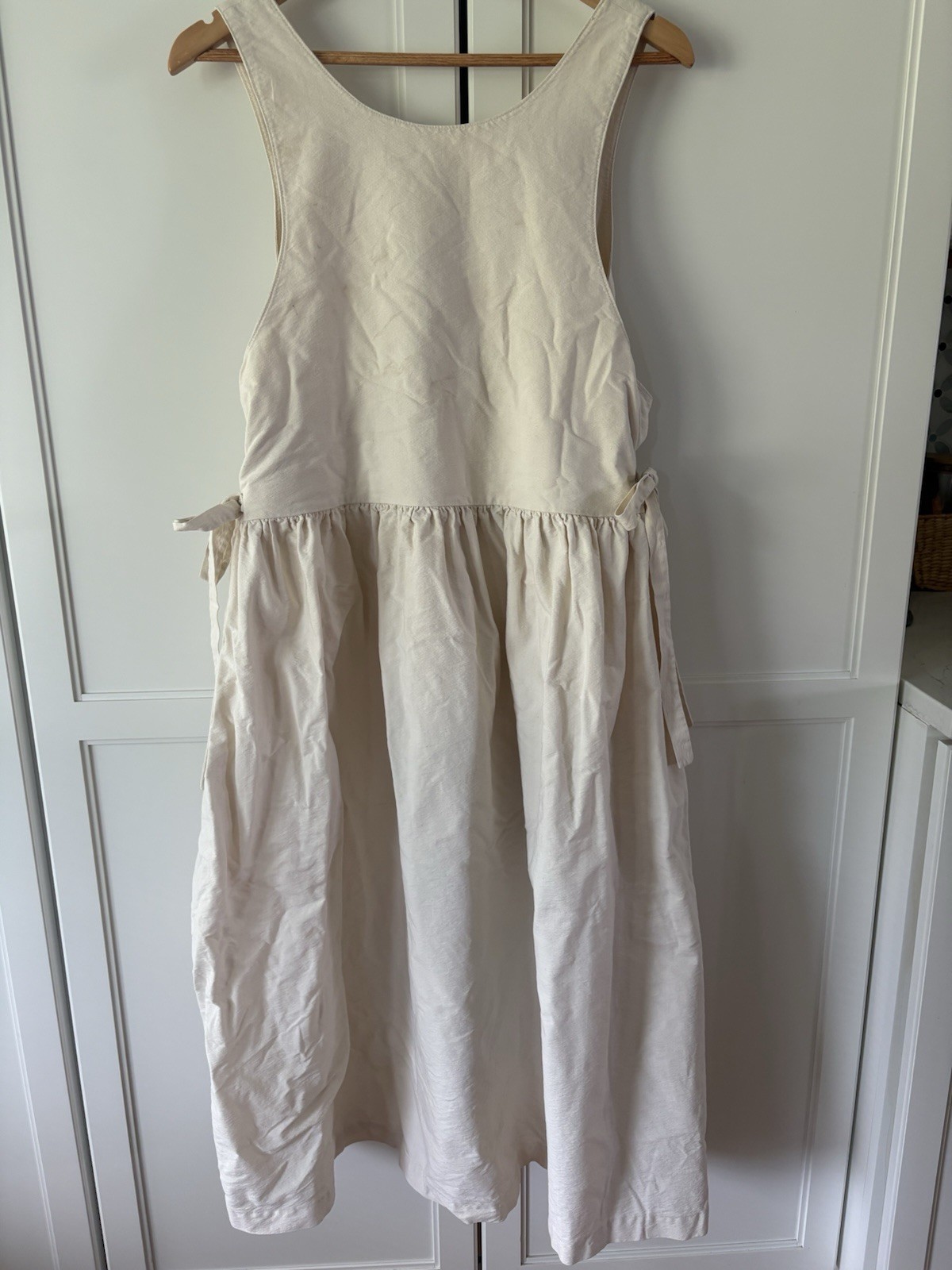 Hand Painted flour sack primitive prairie sleeveless dress school room Greta