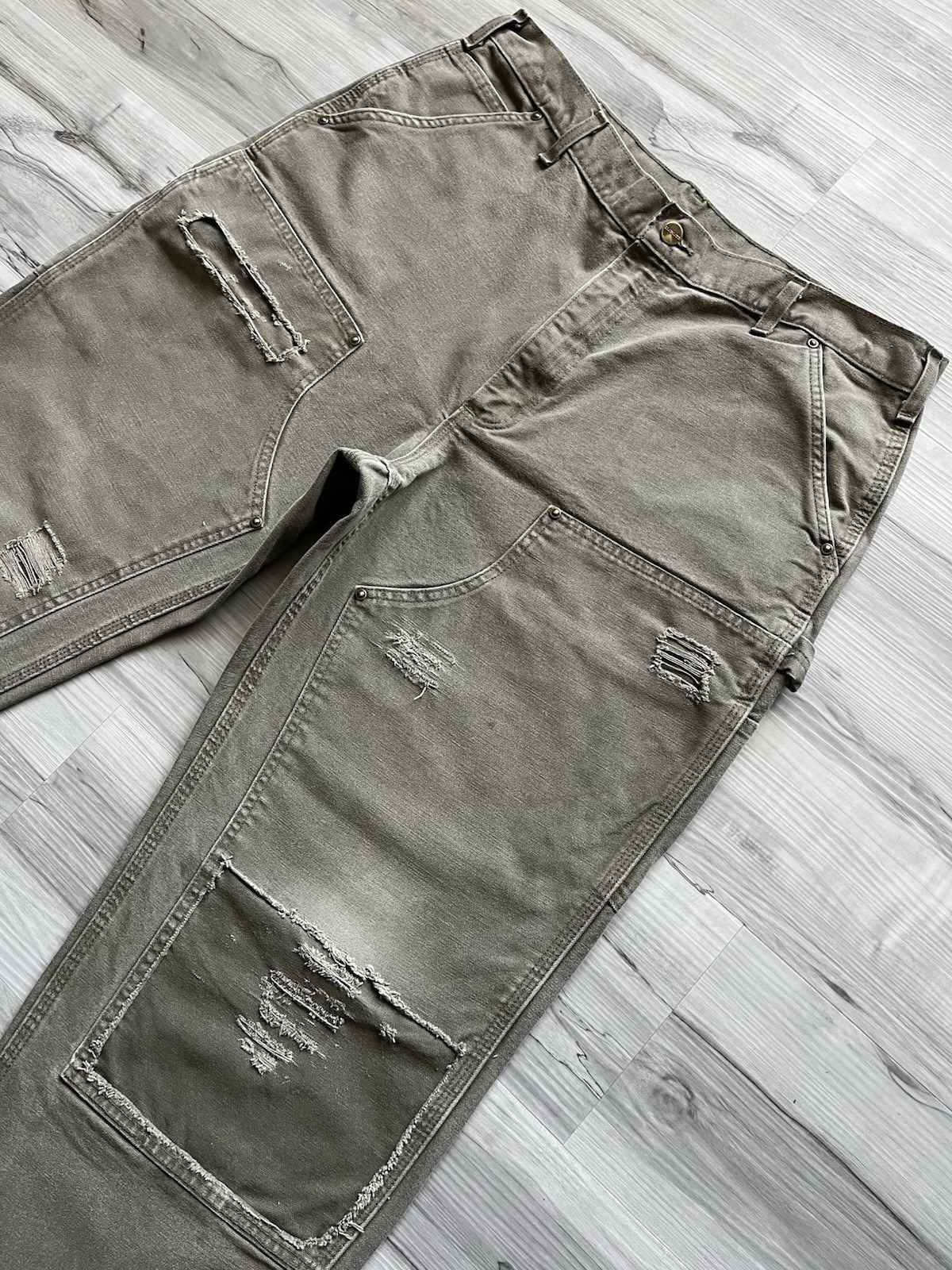 Vintage Carhartt B136 MOS Double Knee Carpenter Pants – 37×30 Faded & Distressed