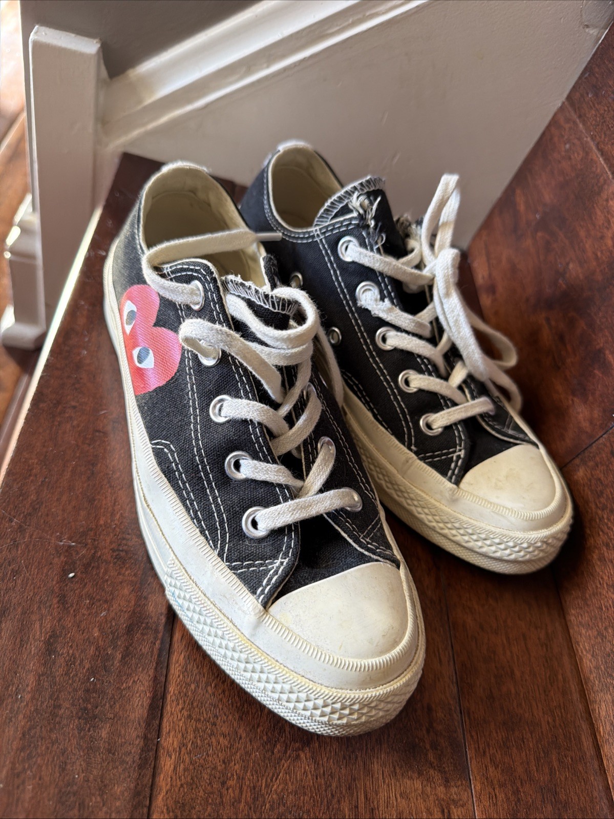 Converse x Comme des Garçons Play One Heart Black Chuck Sneakers W6 M4