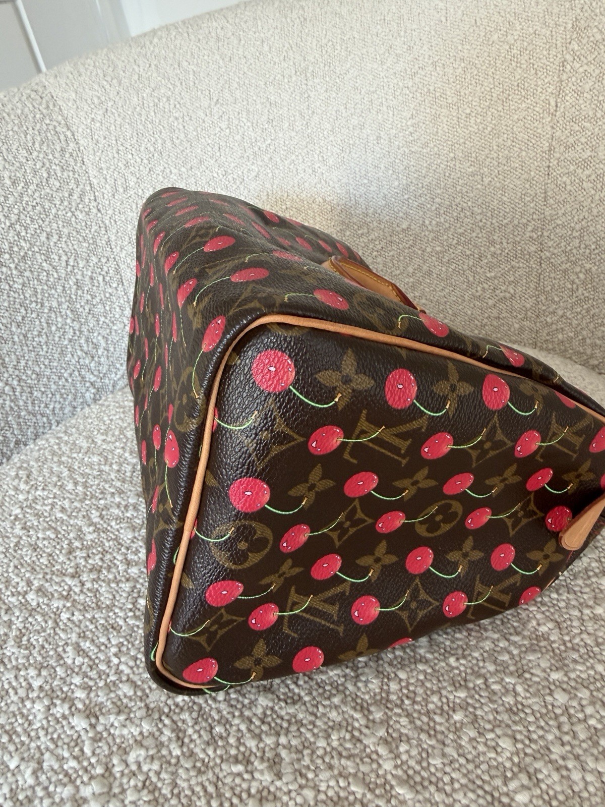 Louis Vuitton Speedy Satchel 25 Brown Canvas Monogram Cerises