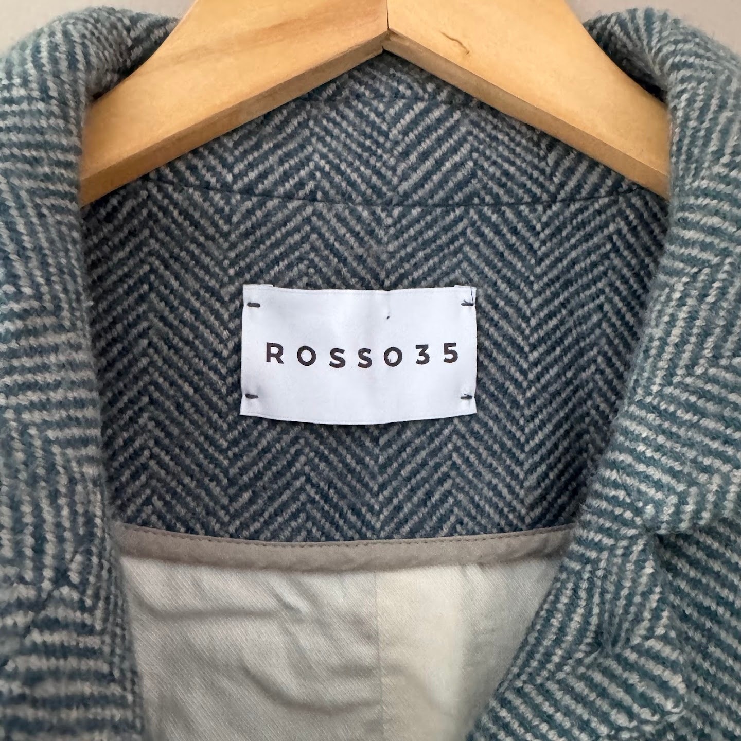 ROSSO35 Herringbone Wool Swing Jacket Made in Italy Medium