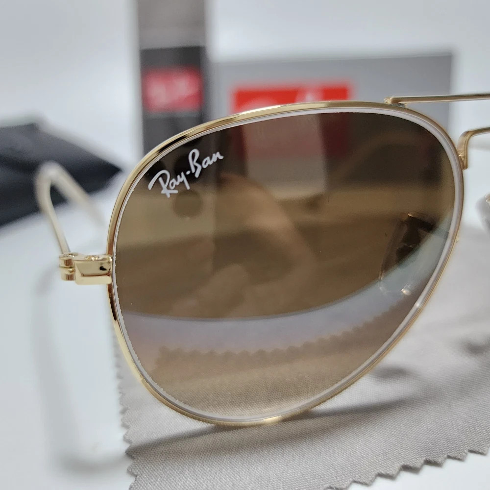 Ray-Ban RB3025 Aviator Pilot Sunglasses 58mm Gold Frame Gradient Brown Lenses