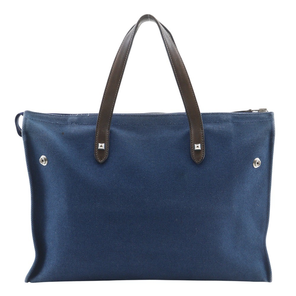 HERMES Kavasmira PM Handbag MedorHardware Navy blue canvas unisex