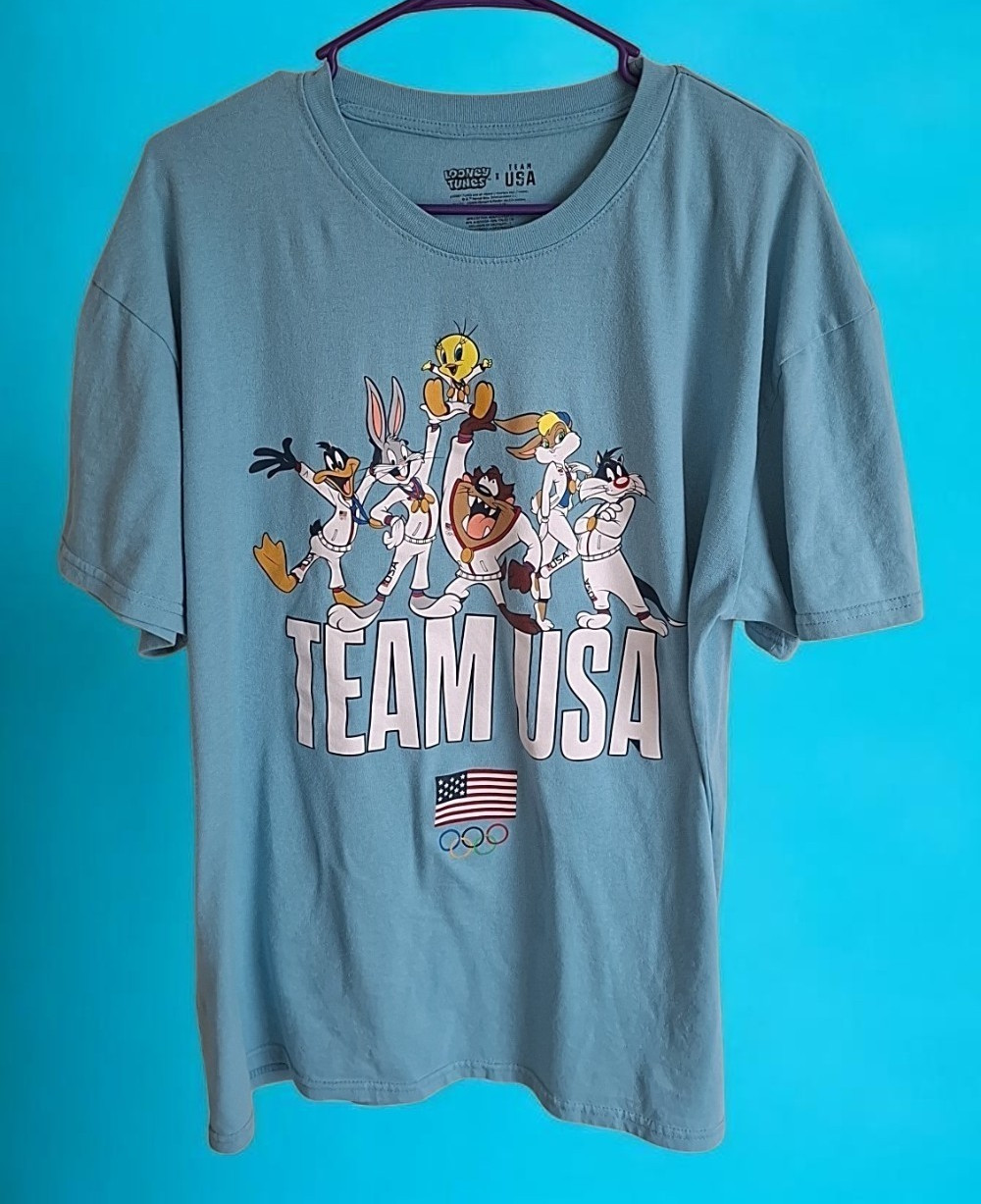 Looney Tunes x Team USA Men’s Blue Graphic Crew Neck T-Shirt XL