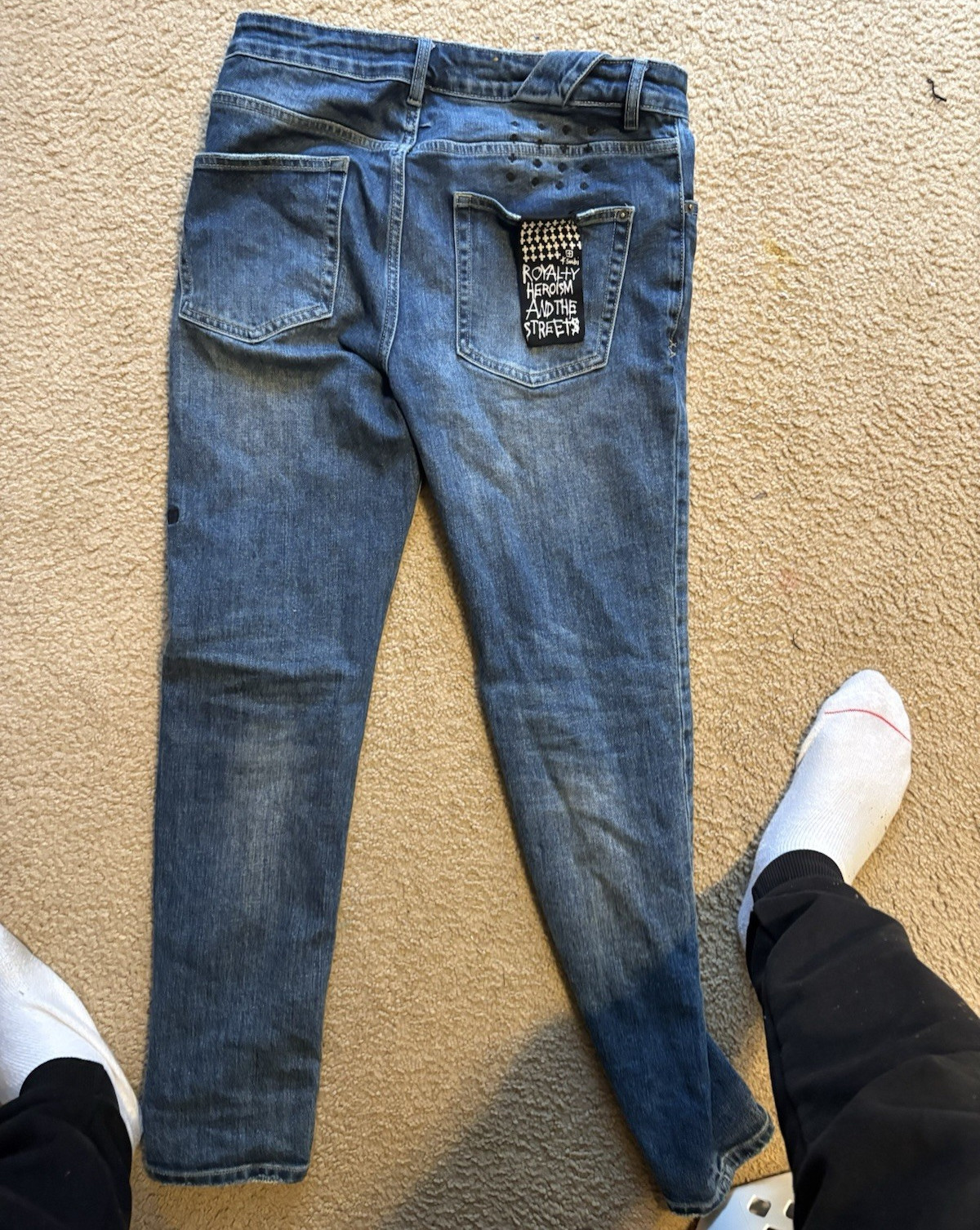 Ksubi Women’s Blue Solid Denim Skinny Jeans 5-Pocket Logo Accent Size 31