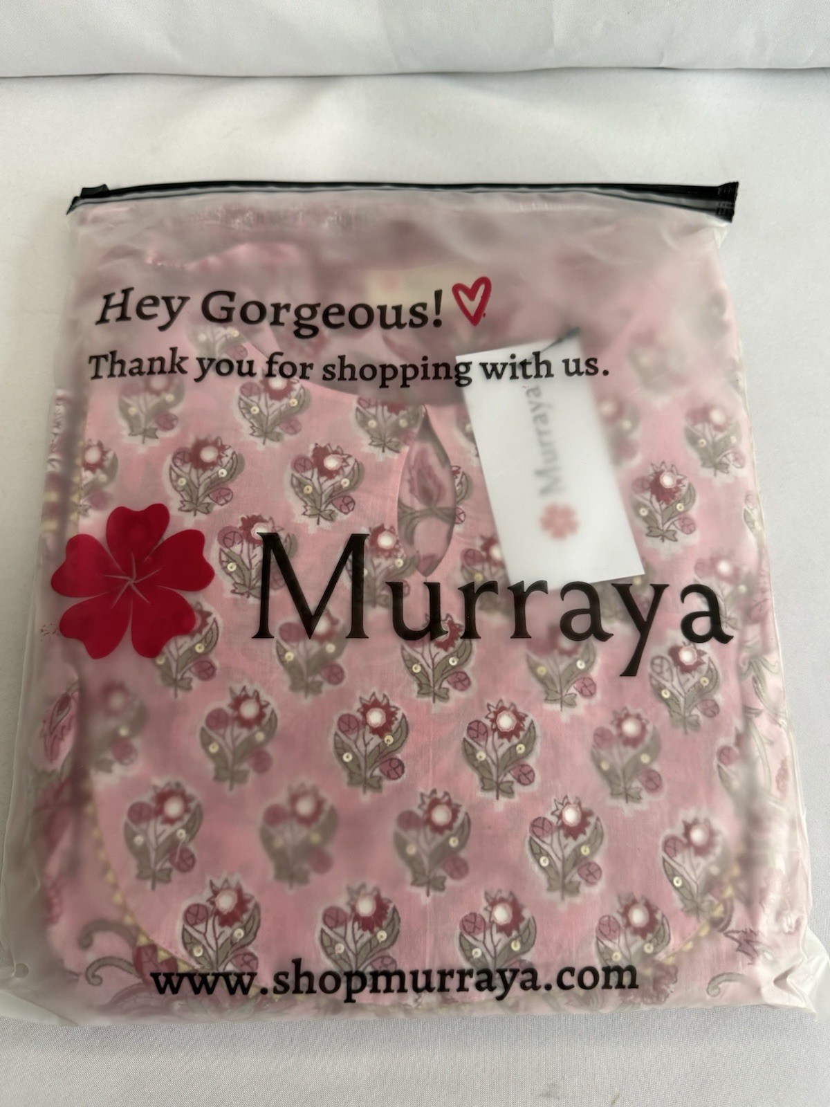 Murraya Pink Petunia Embroidered Anarkali Sz. Large New in Package Kurta Dupatta
