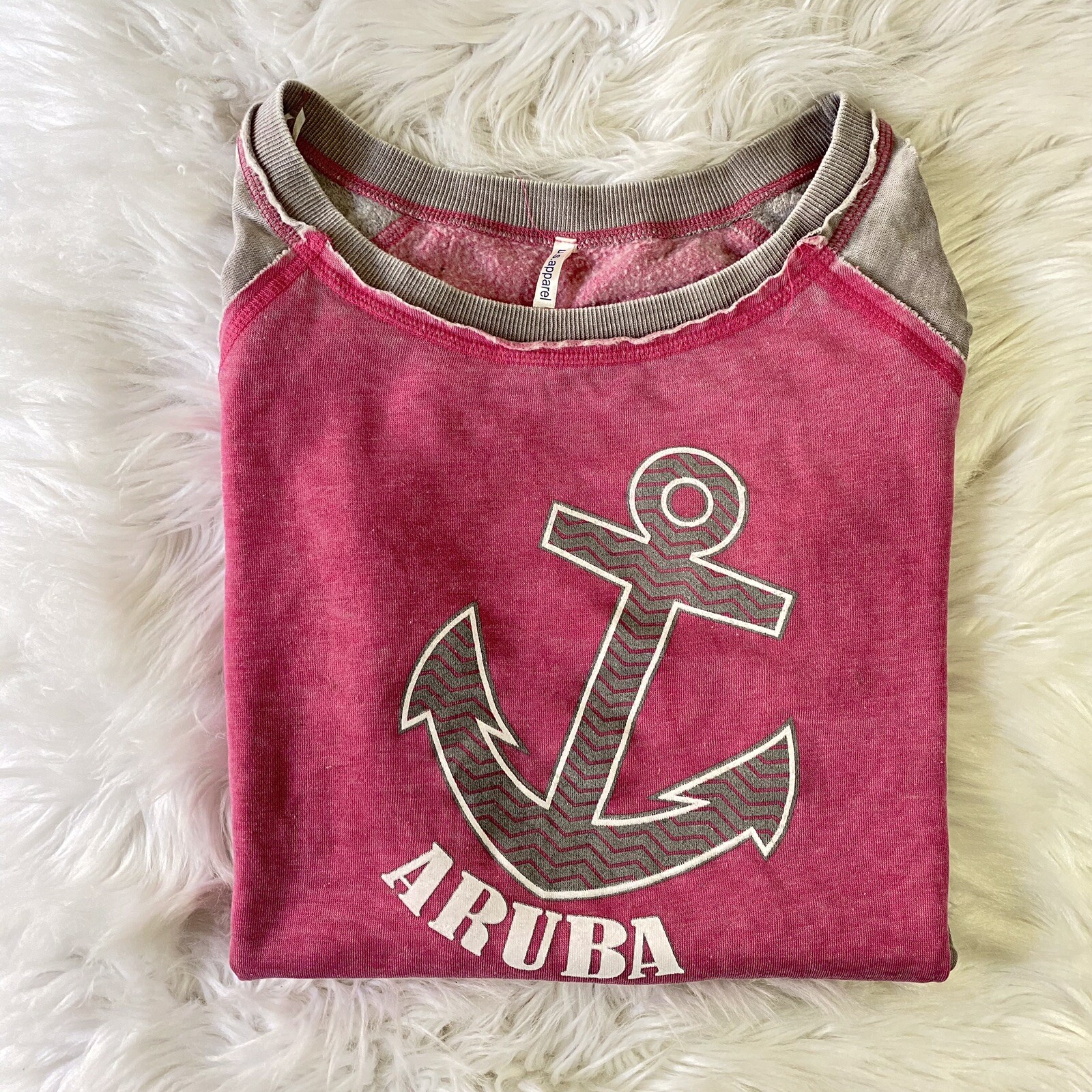 U.S. Apparel NWT Aruba Anchor Pink & Gray Soft Sweater Medium ⚓️