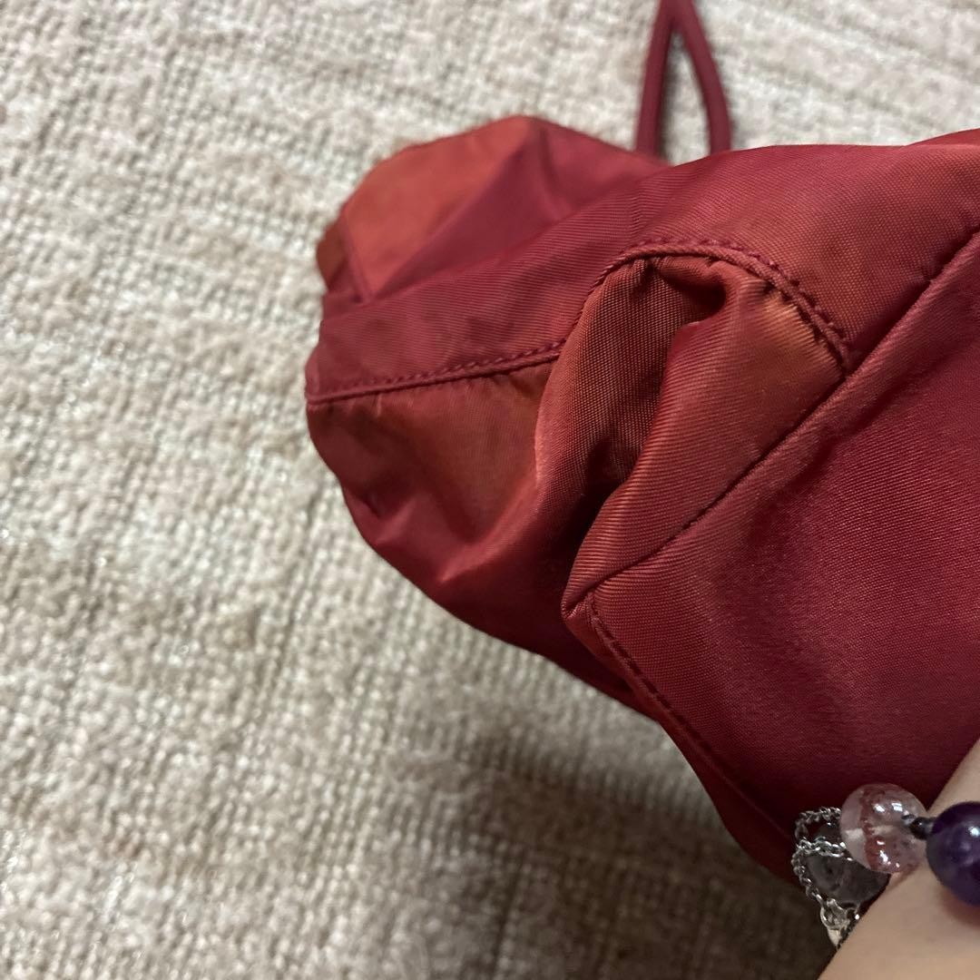 Authentic PRADA Bordeaux Nylon Tote Bag 12.6in Lightweight Excellent Condition